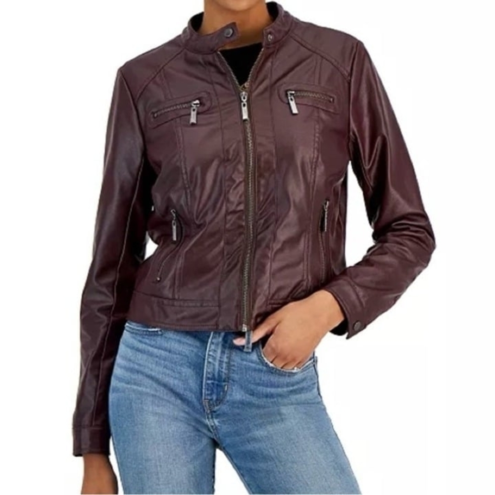Jou Jou Dark Burgundy Leather Jacket